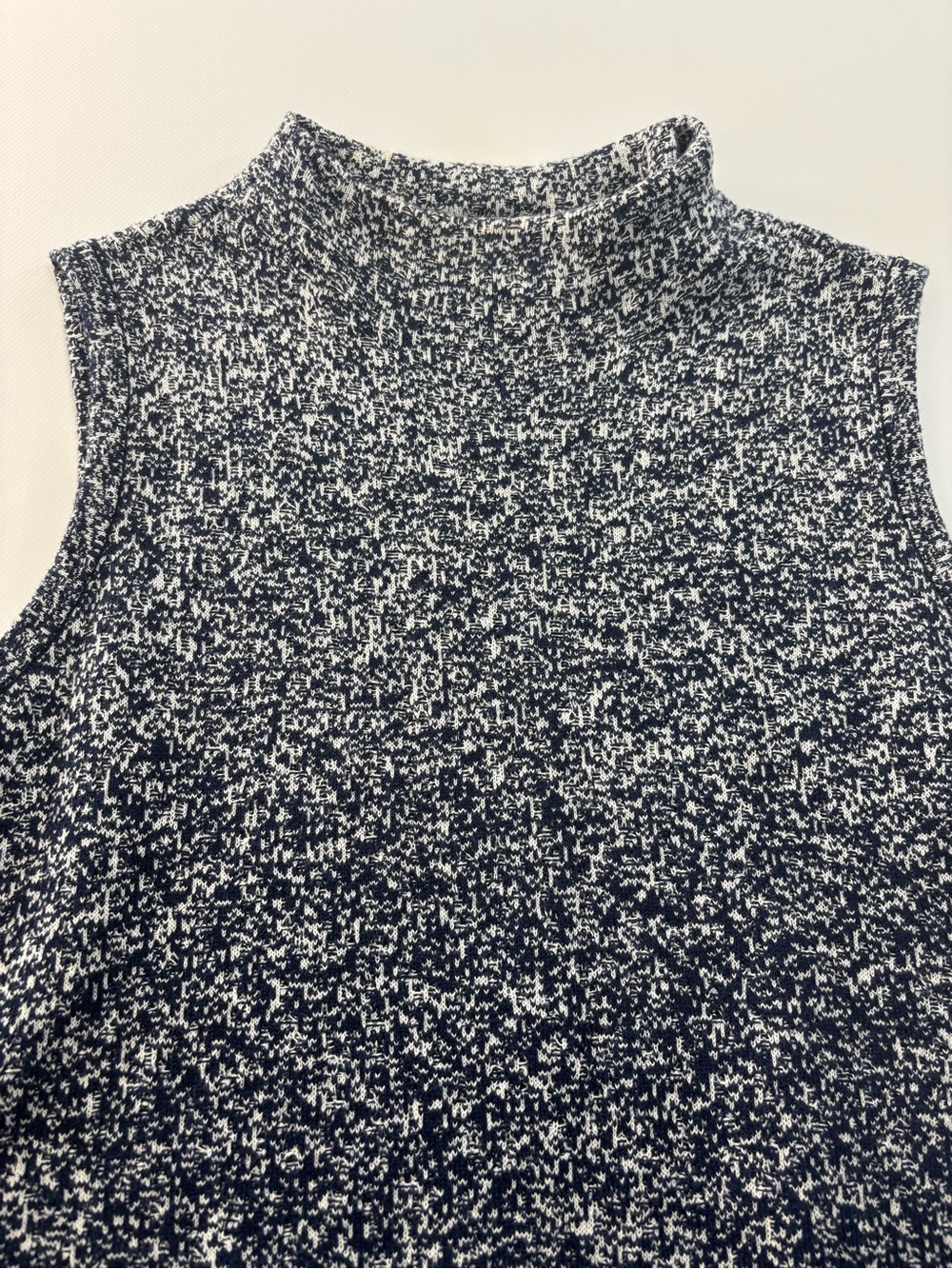 Chicos‎ Sleevless Tunic Sweater Size 1 Medium Blue/White Cotton/Cashmere NWOT - Picture 5 of 6
